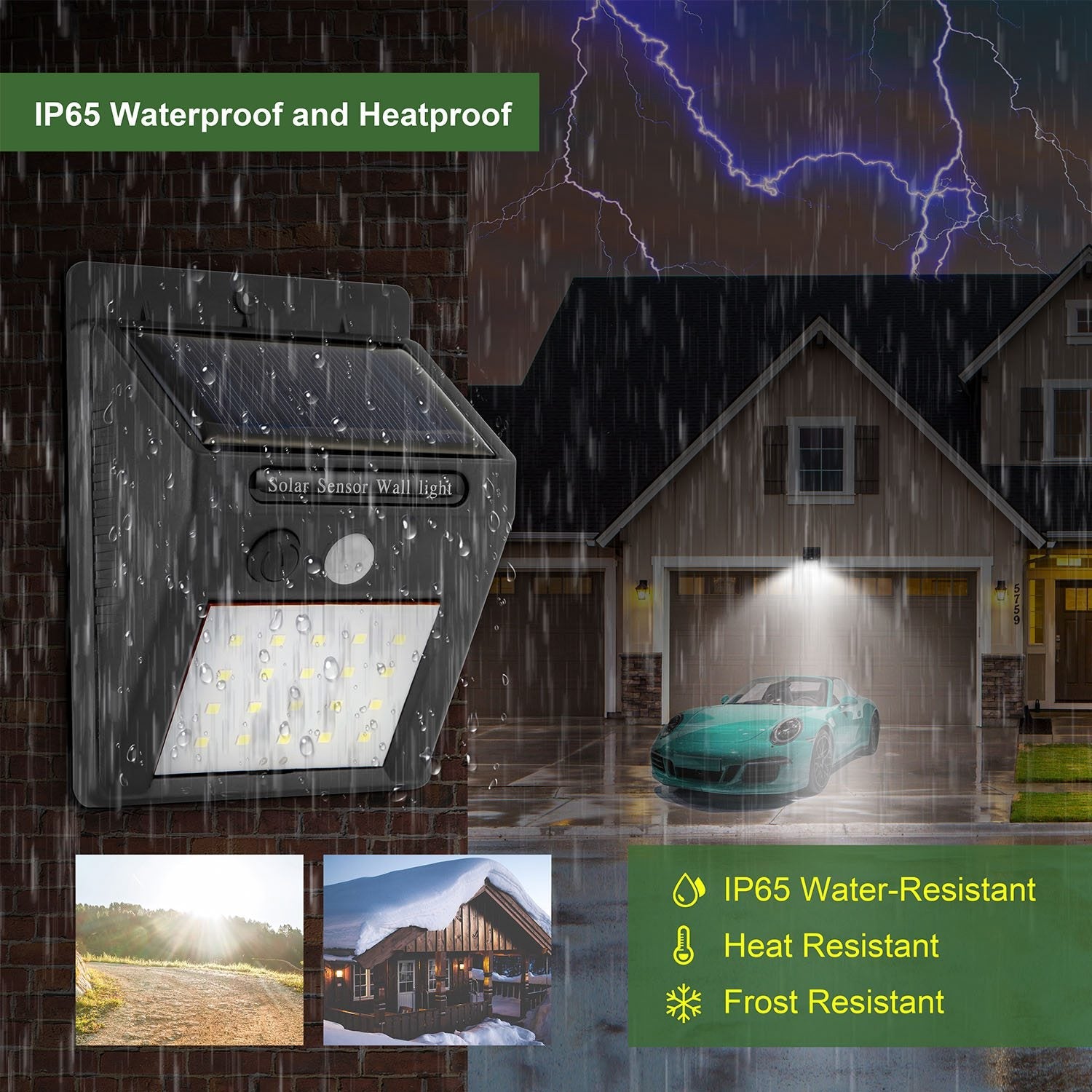 1Pc Solar Light 20 LEDs Outdoor PIR Motion Sensor Lights IP65 Waterproof 120 Degree Sensing Wide Angle Lighting For Garage Front Door Garden Pathway - Gardenora