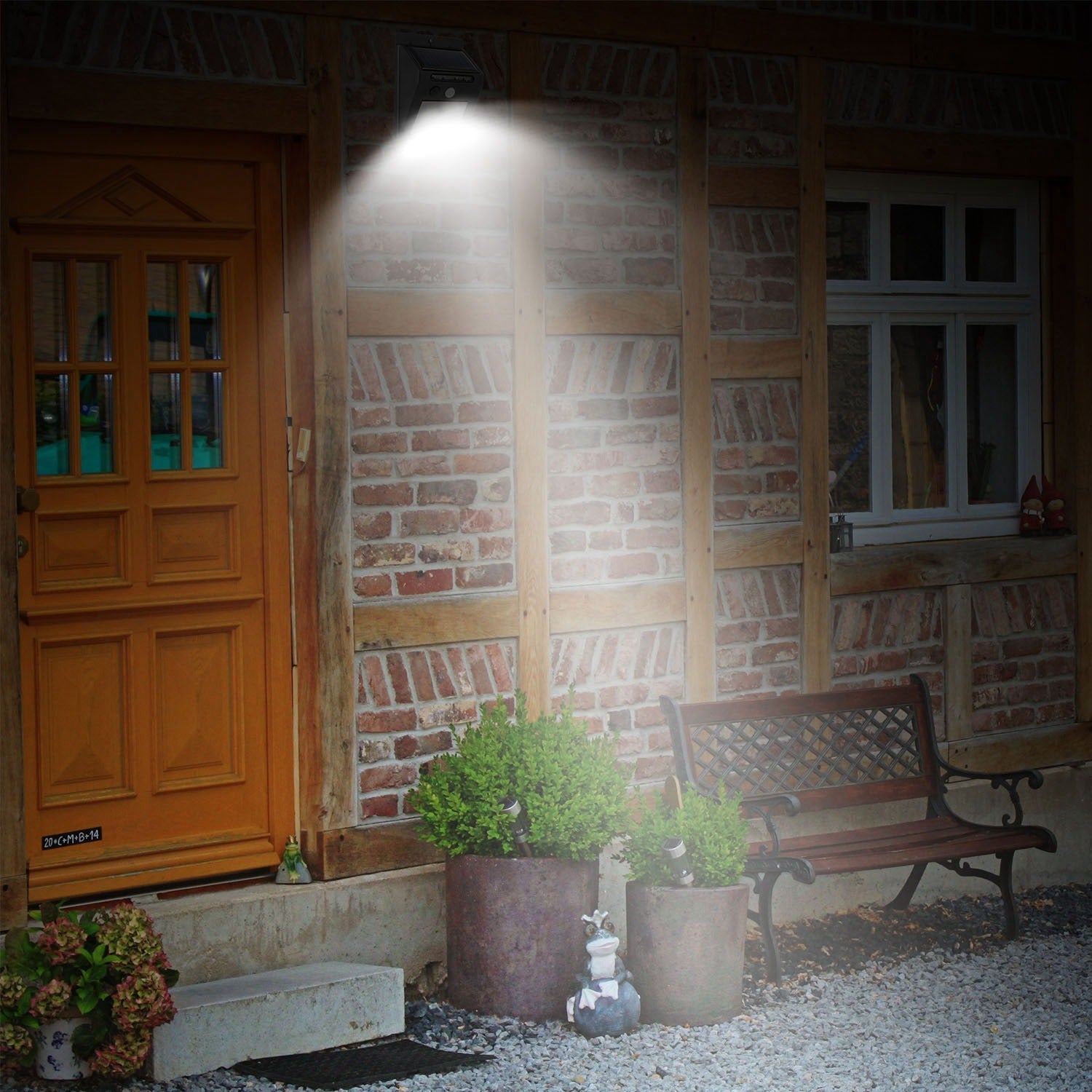 1Pc Solar Light 20 LEDs Outdoor PIR Motion Sensor Lights IP65 Waterproof 120 Degree Sensing Wide Angle Lighting For Garage Front Door Garden Pathway - Gardenora