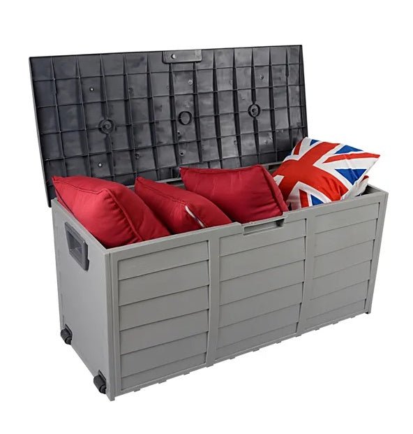 75gal 260L Outdoor Garden Plastic Storage Deck Box Chest Tools Cushions Toys Lockable Seat - Gardenora