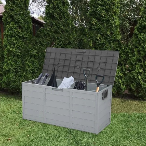 75gal 260L Outdoor Garden Plastic Storage Deck Box Chest Tools Cushions Toys Lockable Seat - Gardenora