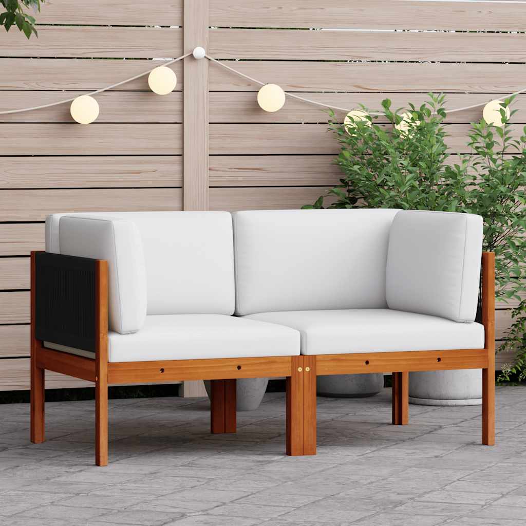 Garden Corner Sofas 2 - piece with Cushions Acacia & Rope - Gardenora