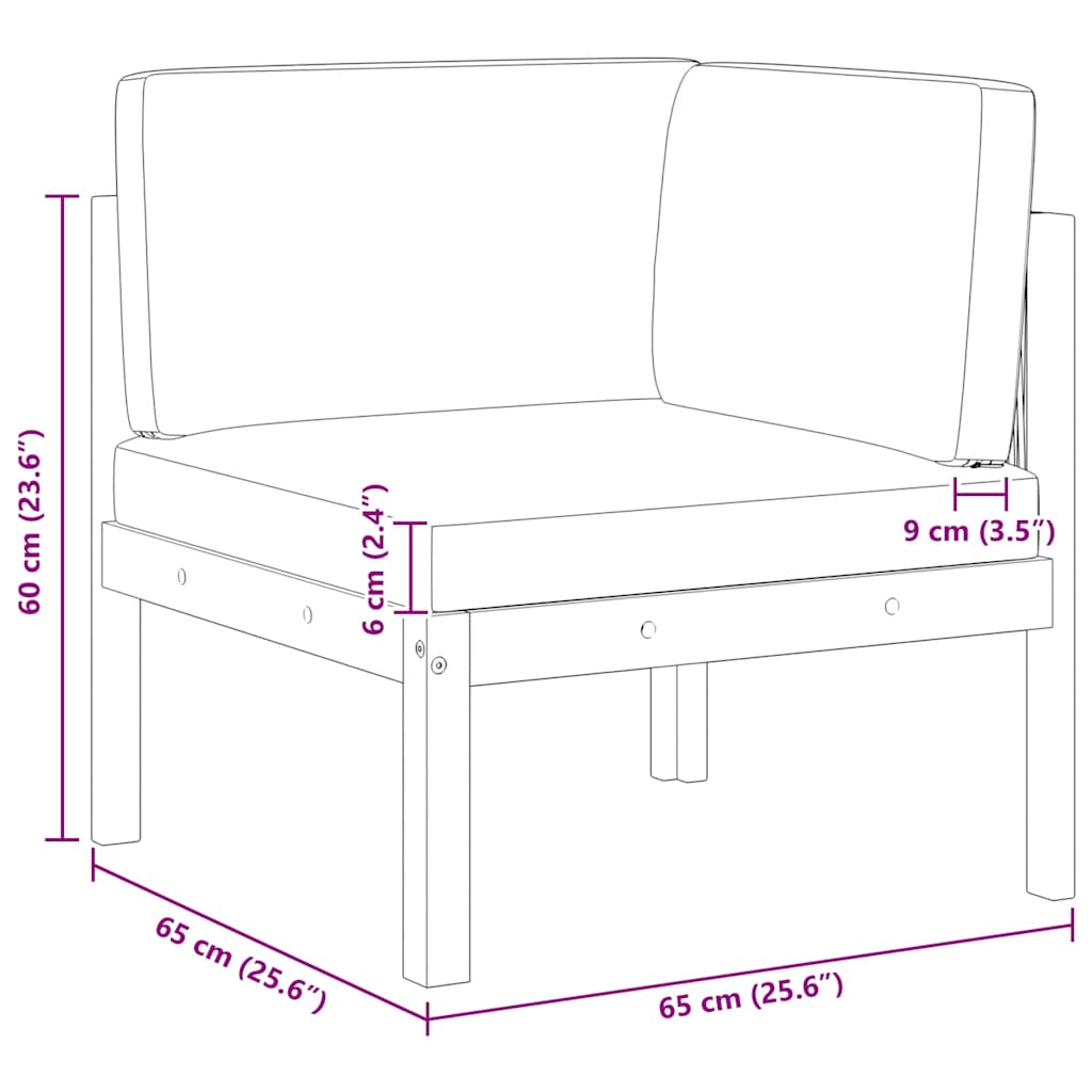 Garden Corner Sofas 2 - piece with Cushions Acacia & Rope - Gardenora