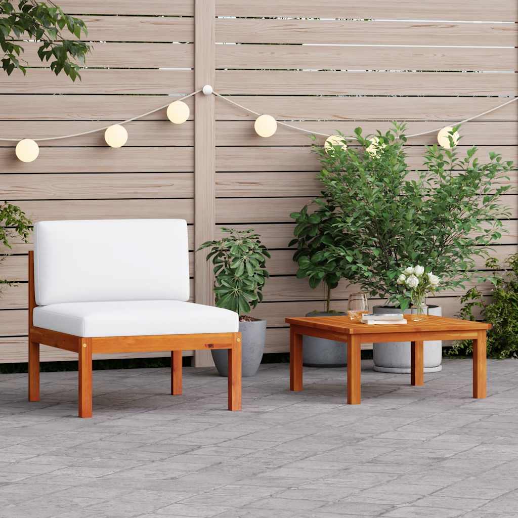 Garden Corner Sofas 2 - piece with Cushions Acacia & Rope - Gardenora