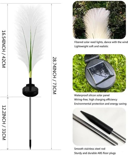 Solar Garden Lights Outdoor Waterproof 4 Pack Solar Flower Lights Decorative Landscape Lighting Pathway Patio Yard Decor Solar Reed Garden Lights - Gardenora