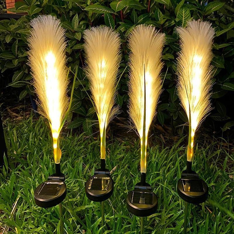 Solar Garden Lights Outdoor Waterproof 4 Pack Solar Flower Lights Decorative Landscape Lighting Pathway Patio Yard Decor Solar Reed Garden Lights - Gardenora