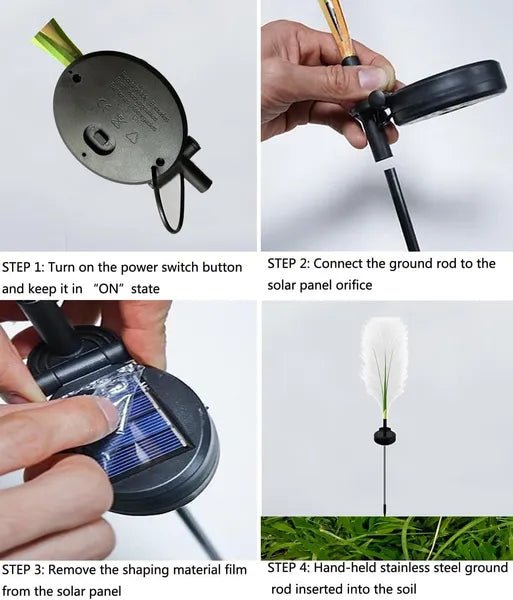 Solar Garden Lights Outdoor Waterproof 4 Pack Solar Flower Lights Decorative Landscape Lighting Pathway Patio Yard Decor Solar Reed Garden Lights - Gardenora