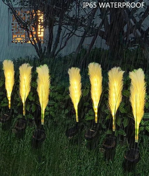 Solar Garden Lights Outdoor Waterproof 4 Pack Solar Flower Lights Decorative Landscape Lighting Pathway Patio Yard Decor Solar Reed Garden Lights - Gardenora