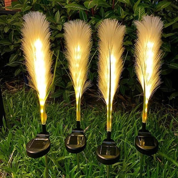 Solar Garden Lights Outdoor Waterproof 4 Pack Solar Flower Lights Decorative Landscape Lighting Pathway Patio Yard Decor Solar Reed Garden Lights - Gardenora
